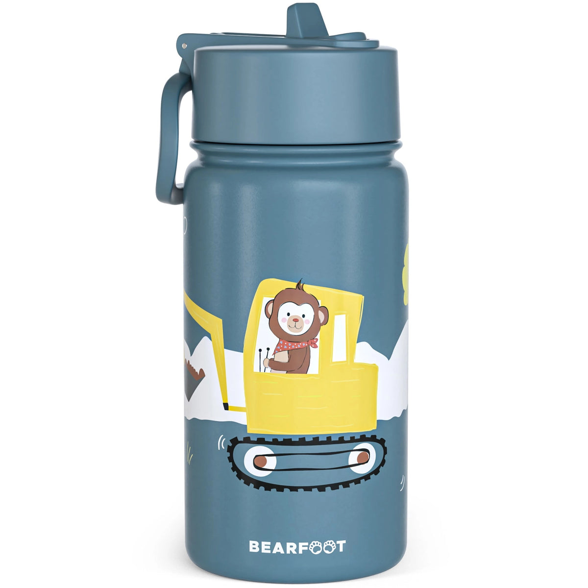 BEARFOOT | Drikkeflaske i Rustfritt Stål, Lokk og Drikketut i PP, 400ml | Gravemaskin