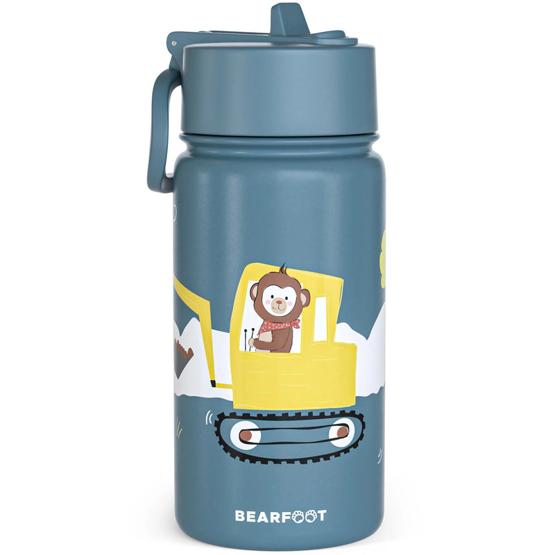 BEARFOOT | Drikkeflaske i Rustfritt Stål, Lokk og Drikketut i PP, 400ml | Gravemaskin
