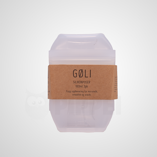GØLI | Silikonposer til trygg oppbevaring av morsmelk m.m. 3-pk | 180ml (220ml) | Klar