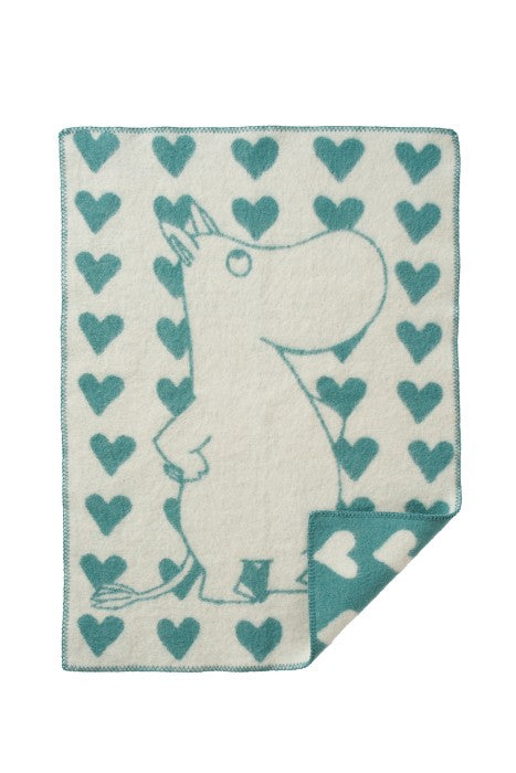 Klippan | Ullpledd Baby/Barn, Moomin Heart Blue, (65x90cm)