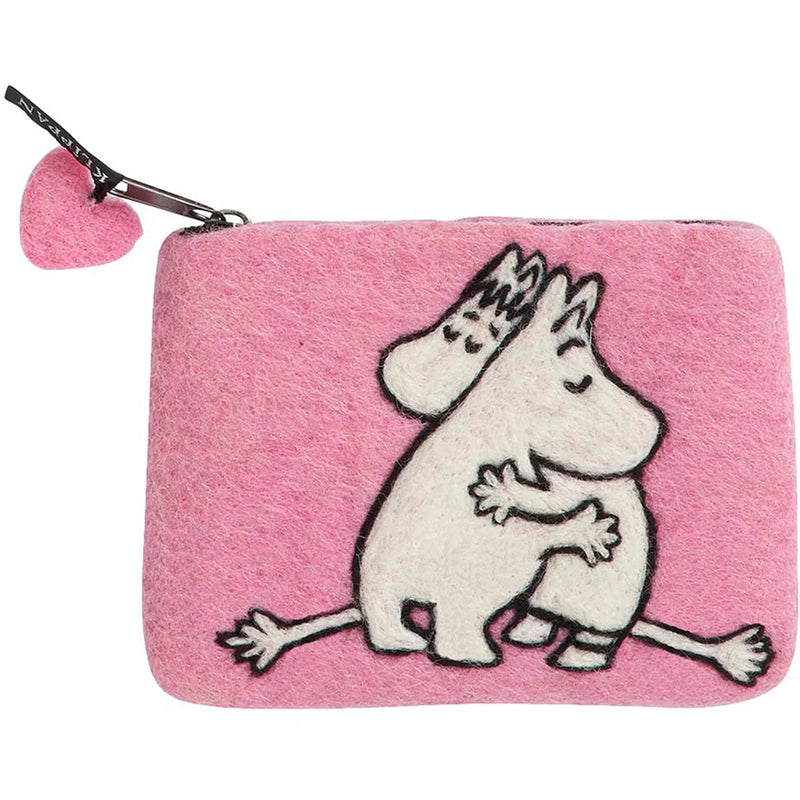 Klippan | Håndfiltet lommebok i ull, Moomin Pink Love