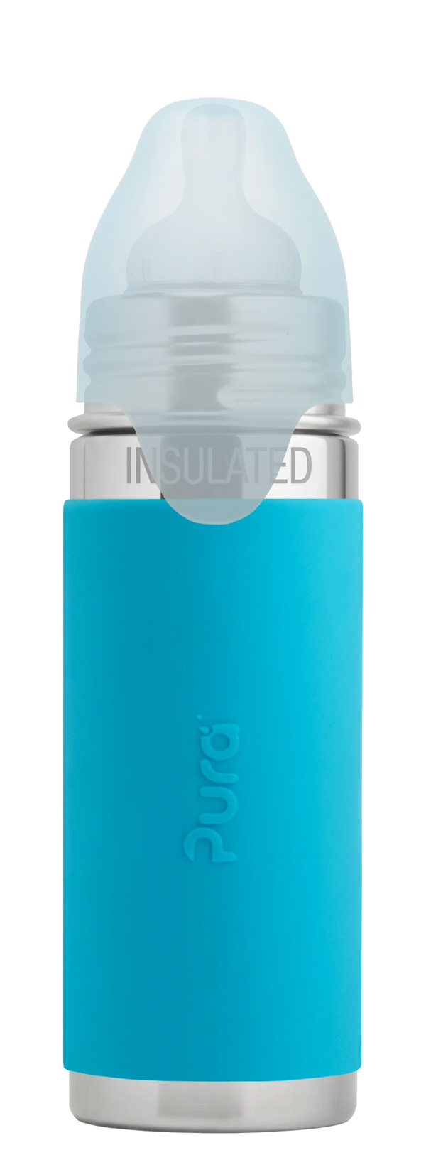 Pura | Kiki Tåteflaske, Isolert, Rustfritt Stål og Silikon | 260 ml/Medium Flow/Aqua