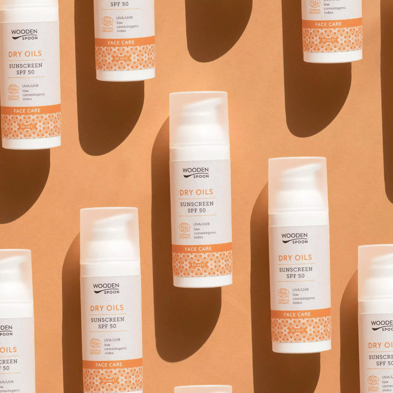 Wooden Spoon | Solkrem SPF 50, "Face Sunscreen Lotion - Dry oils” | 50 ml Pumpeflaske