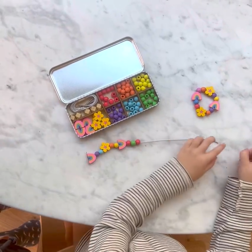 Cotton Twist | Perlesett med Treperler, Regnbue