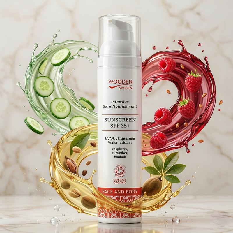 Wooden Spoon | Solkrem SPF 35+ 100 ml Pumpeflaske - "Sunscreen with Superseeds"